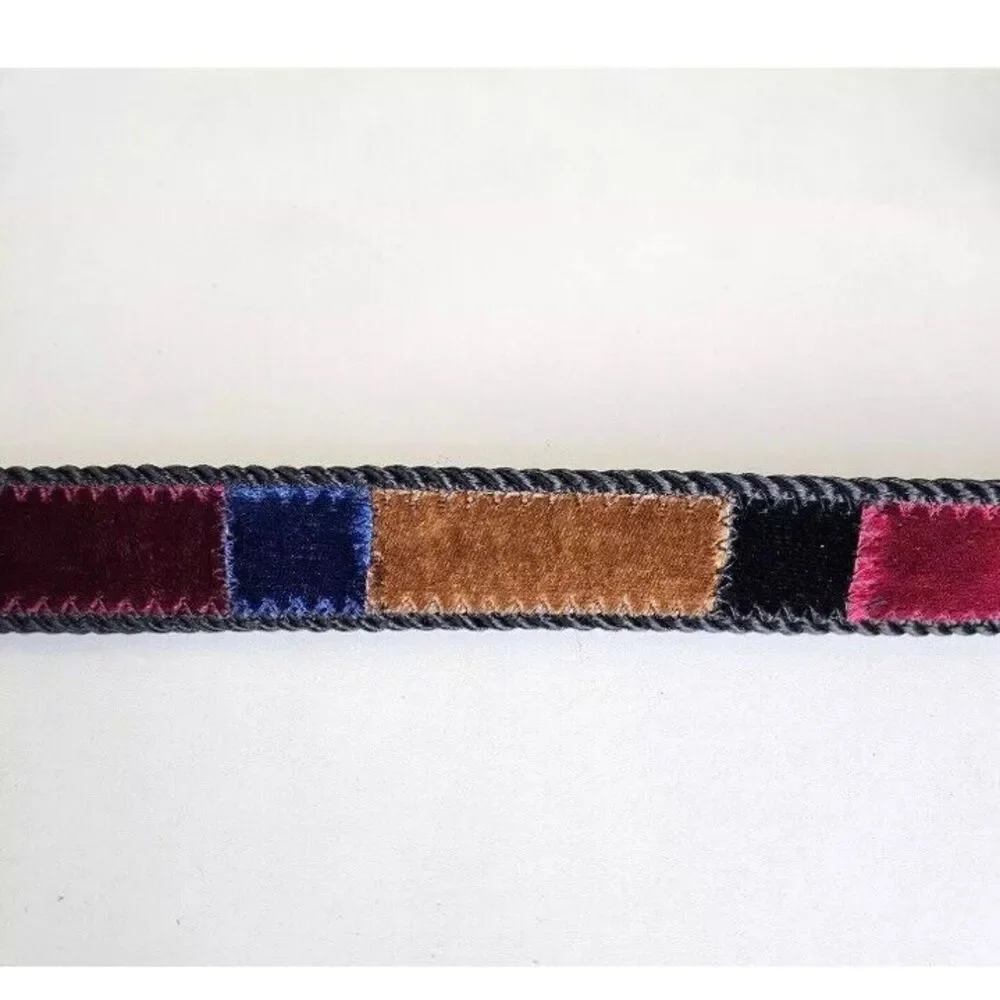 Vintage 1980s Elite Women's Tapestry Velvet Color Block Belt Size Medium 29